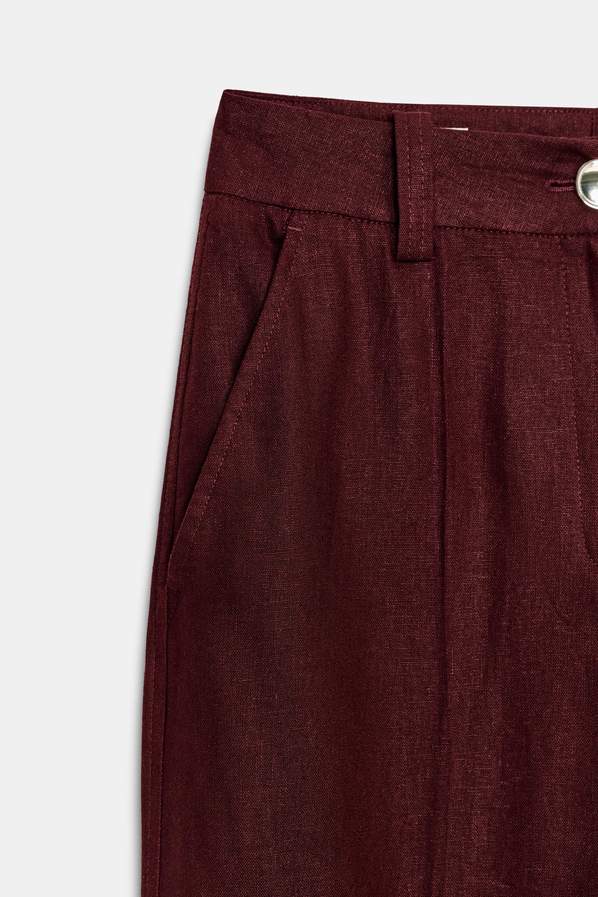 LINEN BLEND STRAIGHT LEG PANTS